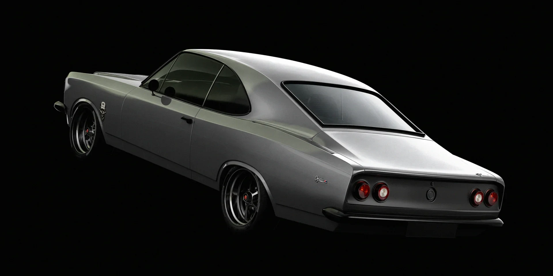 Opala Coupé cinza com painel traseiro preto — render aprovado e projeto realizado