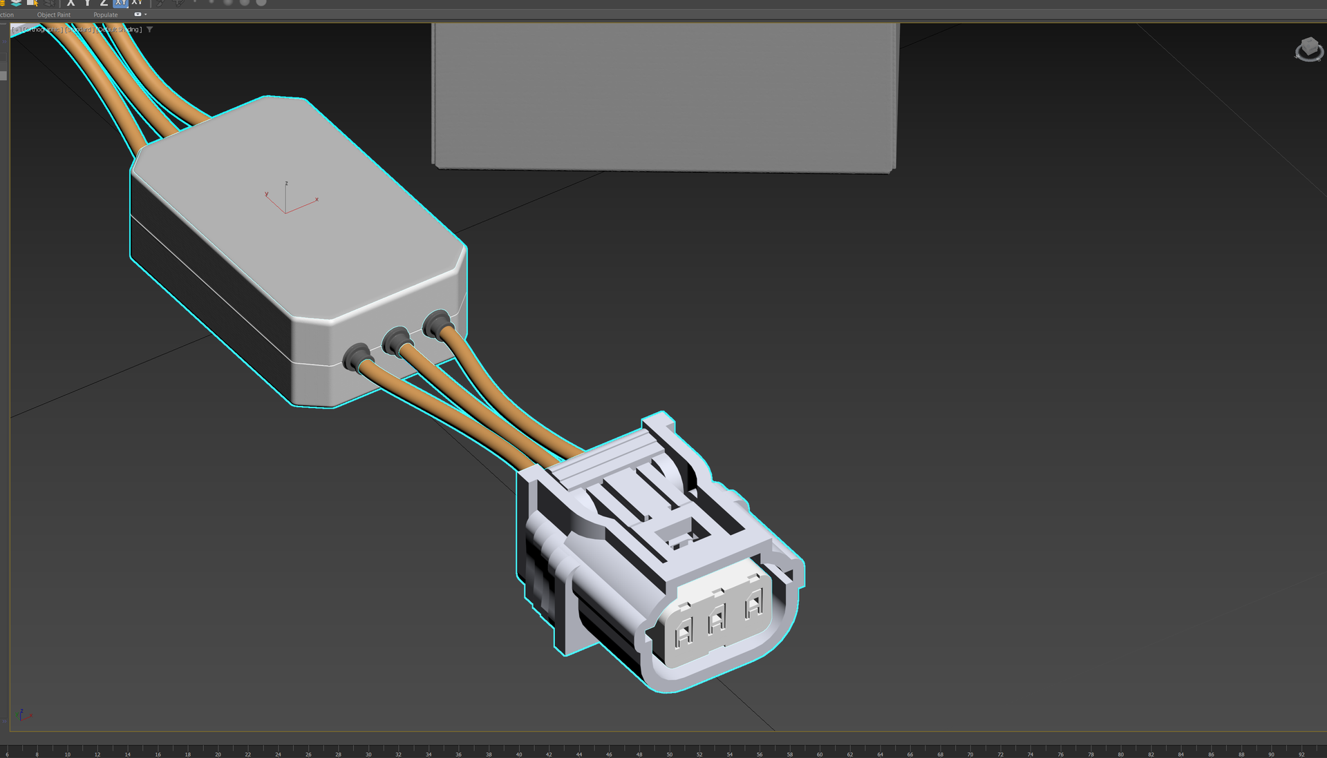 Modelo 3D do módulo True Speed e seus conectores durante o processo